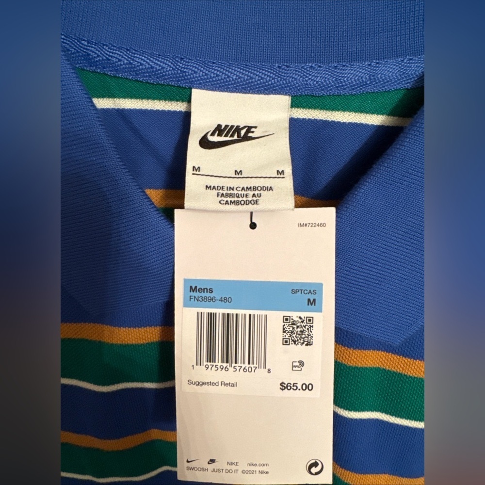Nike Club Men's Striped Polo NWT - Picture 5 of 6